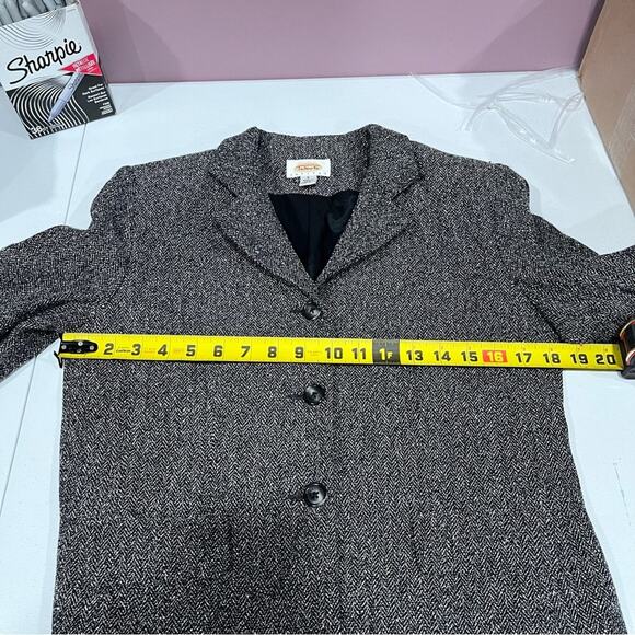 Talbots Gray Tweed 3 Button Blazer Structured Wool Blend - Picture 6 of 7